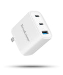 Brookstone PD 40W 3 Port Wall Charger- Dual USB-C and USB A Ports