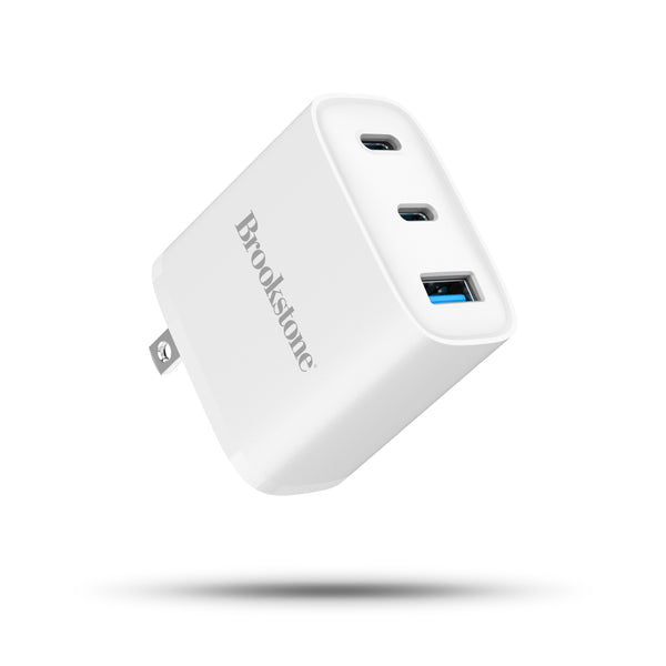 Brookstone PD 40W 3 Port Wall Charger Dual USB C and USB A Ports