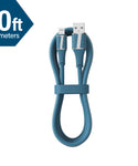 Brookstone Blue Leather MFI Certified Lightning Sync & Charge Cable- 4ft, 6ft, 10ft