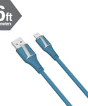Brookstone Blue Leather MFI Certified Lightning Sync & Charge Cable- 4ft, 6ft, 10ft