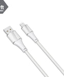 Brookstone White Leather MFI Certified Lightning Sync & Charge Cable- 4ft, 6ft, 10ft