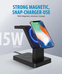 Brookstone 3 in 1 Wireless Charging Station Compatible with MagSafe Charger for Apple Fast Wireless Charger Stand for iPhone 15,14,13,12 Pro Max Series, iWatch Series, Airpods 3, 2, Pro