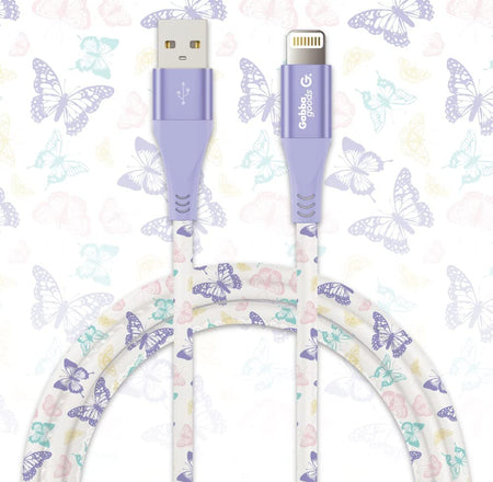MFi Certified Lightning 4FT Printed Lightning Sync & Charge Cable (Pastel Butterfly) Compatible with: iPhone 13/iPhone 13 Pro/iPhone 13 Pro Max/iPhone 13 Mini/IPhone 12 Pro/iPhone 12 Pro Max/iPhone 12 mini/iPhone 12/iPhone 11
