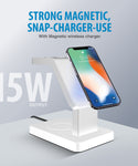 Brookstone 3 in 1 Wireless Charging Station Compatible with MagSafe Charger for Apple Fast Wireless Charger Stand for iPhone 15,14,13,12 Pro Max Series, iWatch Series, Airpods 3, 2, Pro