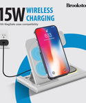 Brookstone 3-in-1 Wireless Charger Stand Fast Charging Station for iPhone 15,14,13,12 Pro Max Series, All iWatch Series, | iPhone Wireless Charging Station…