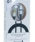 3-in-1 Tri-Tip USB To Apple Certified MFI Lightning/ Type C/ Micro USB Cable- 6ft