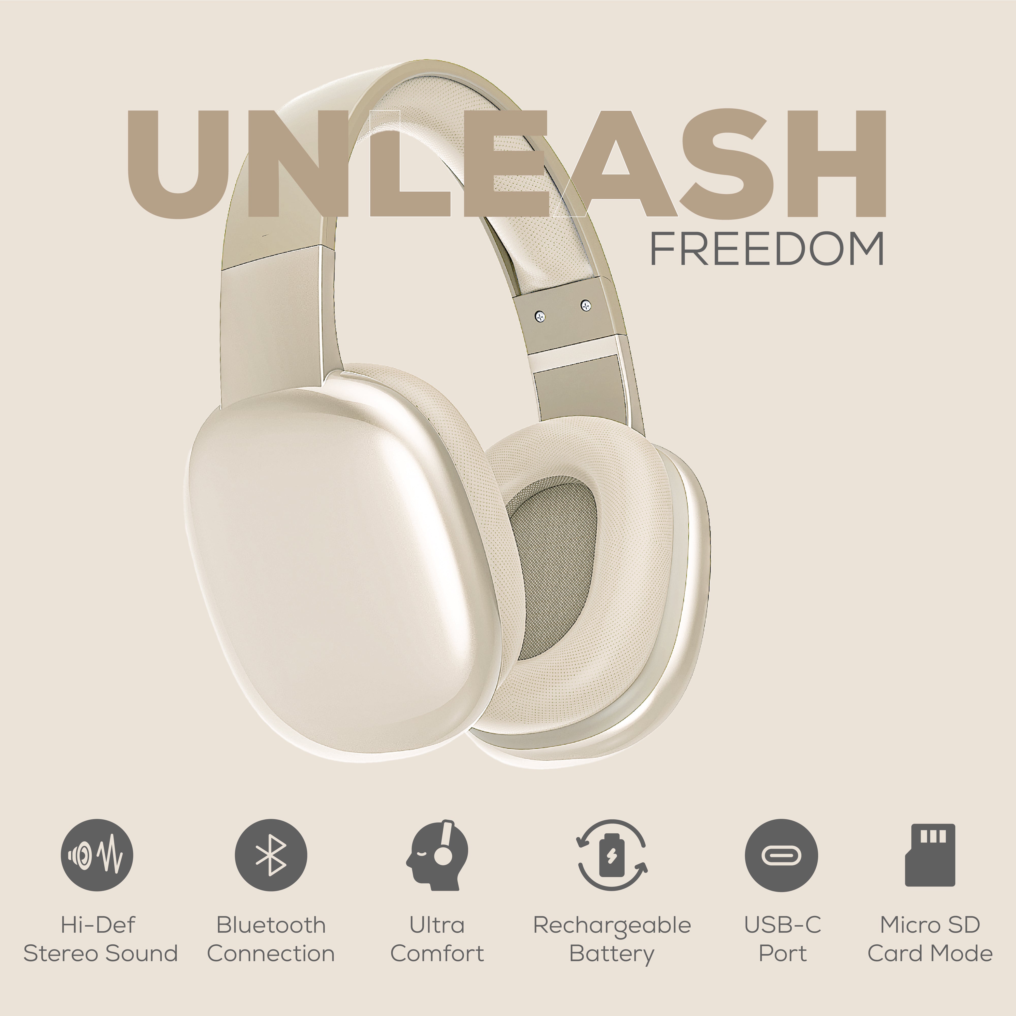 Gabba Goods Platinum Vibe Over-Ear Bluetooth Headphones