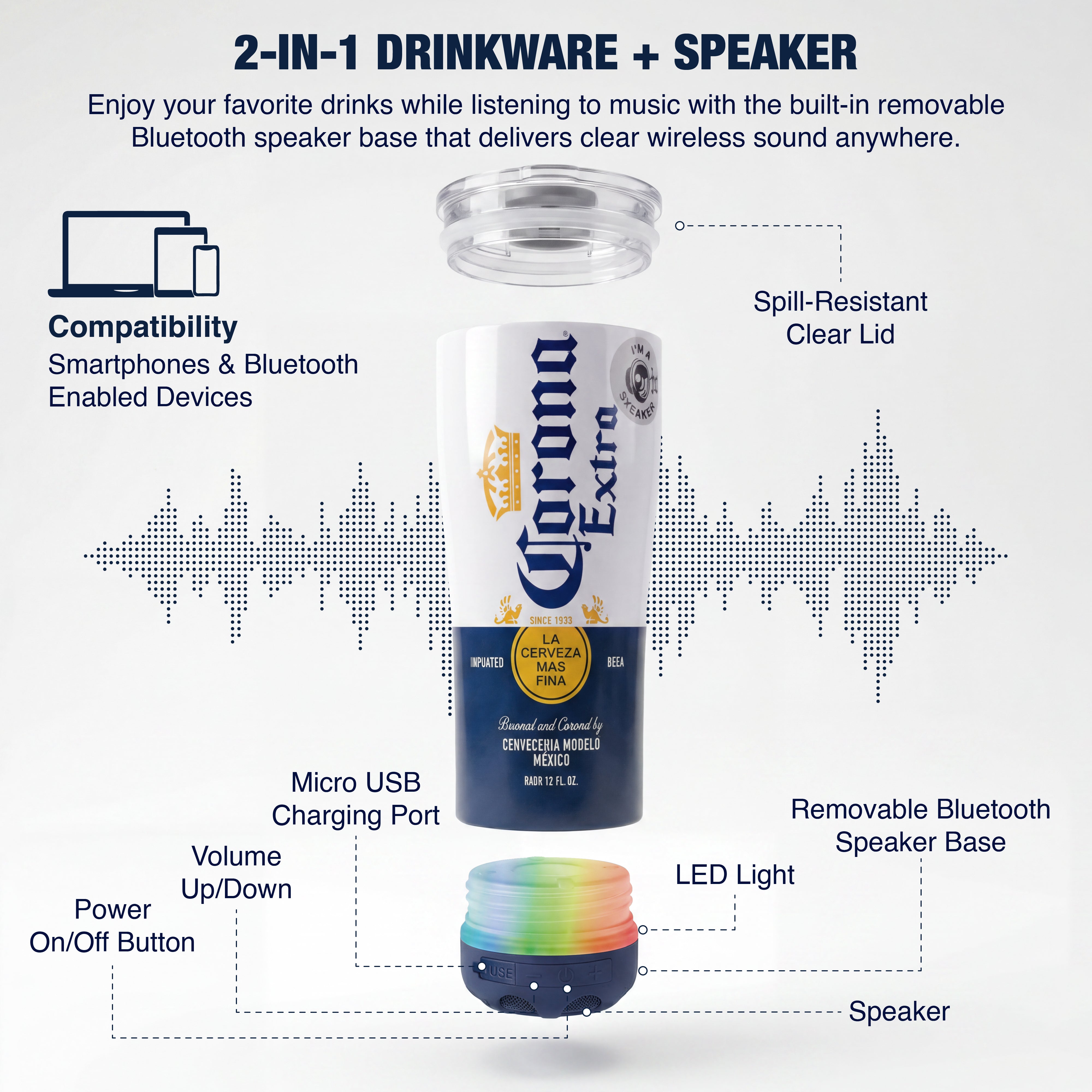 Corona Insulated Bluetooth Speaker Tumbler – Gabba Goods
