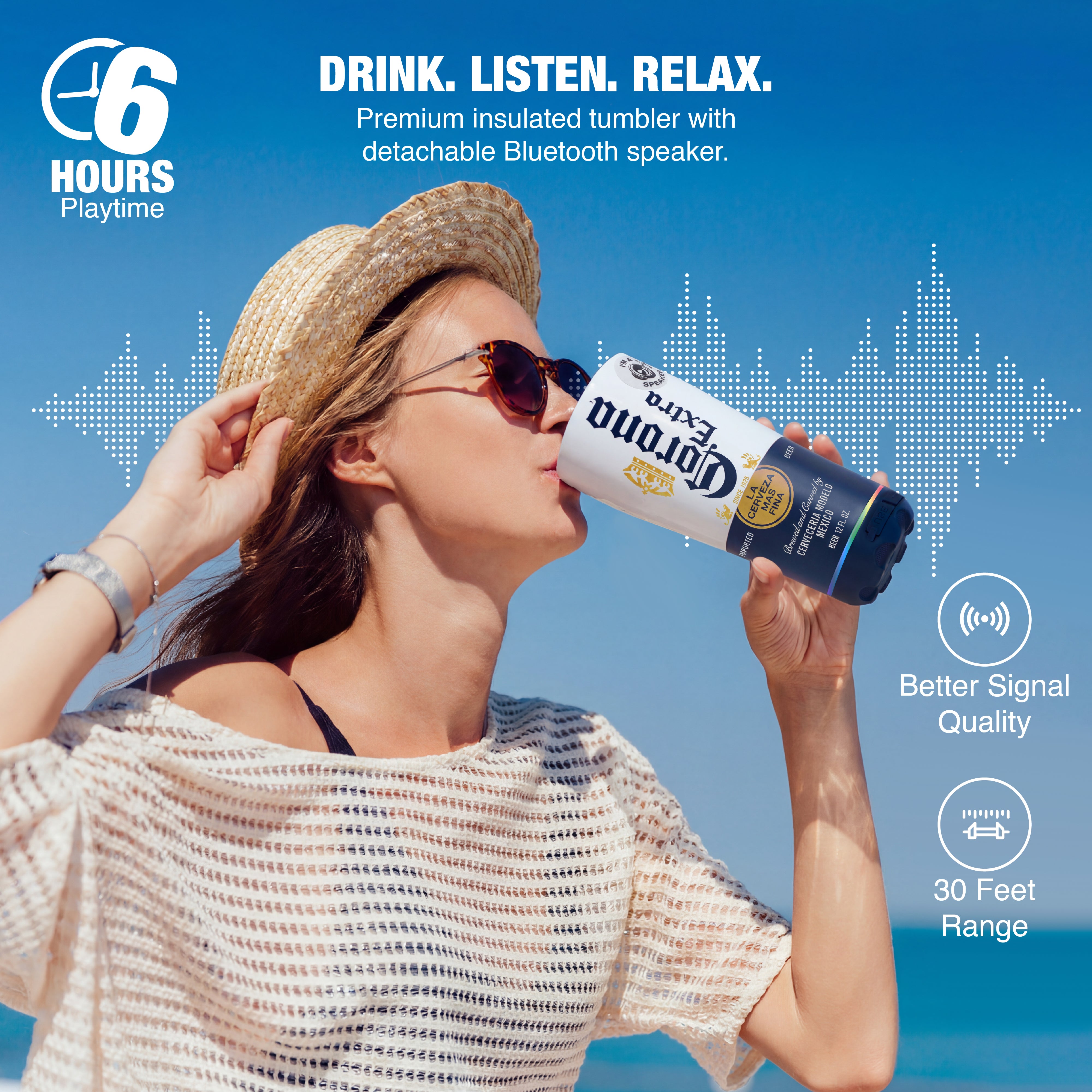 Corona Insulated Bluetooth Speaker Tumbler – Gabba Goods