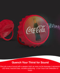 Coca-Cola Bottle Cap Shaped LED Light Bluetooth Speaker, Wall Mountable, Kick Stand, FM Radio