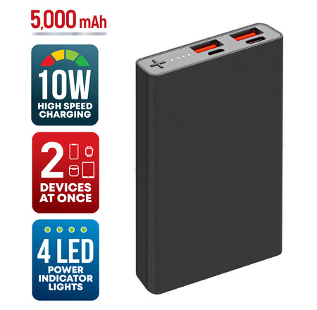 Brookstone 5,000mAh Multi-Port Slim and Fast Power Bank