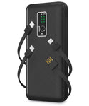 GabbaGoods 10,000mAh Power Bank with LCD Power Display, 4 Built-In Cables, and Phone Stand