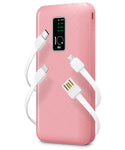 GabbaGoods 10,000mAh Power Bank with LCD Power Display, 4 Built-In Cables, and Phone Stand