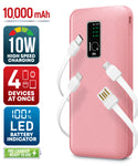 GabbaGoods 10,000mAh Power Bank with LCD Power Display, 4 Built-In Cables, and Phone Stand