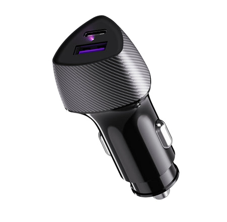 Brookstone Dual Port PD 38W Car charger – Carbon Fiber