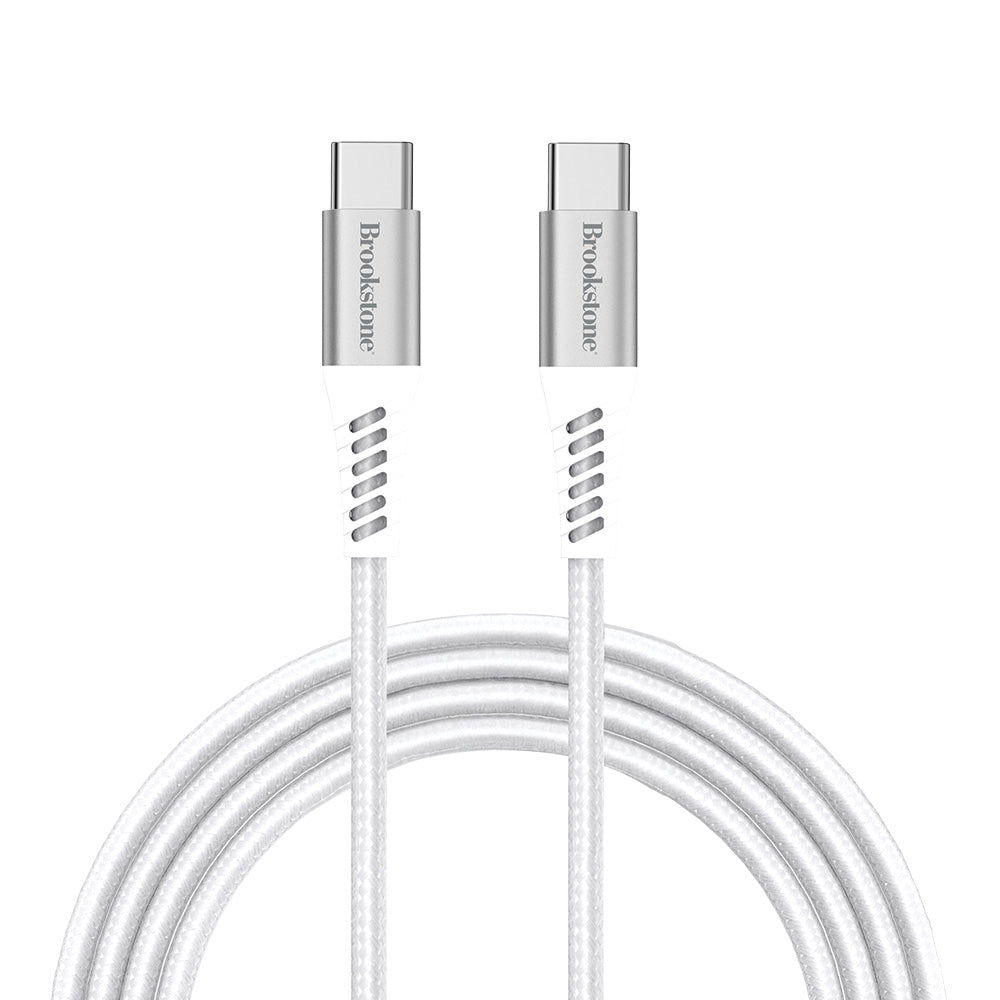 Brookstone USB-C to USB-C Braided Charging Cable – 60W, Alloy Tips