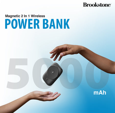 Brookstone Magnetic Charging Wireless Power Bank with Stand & 5000mAh Portable Magnetic Power Bank Charger Fast Charger Battery Pack for iPhone 15,14,13,12 Pro Max,for All iWatch…