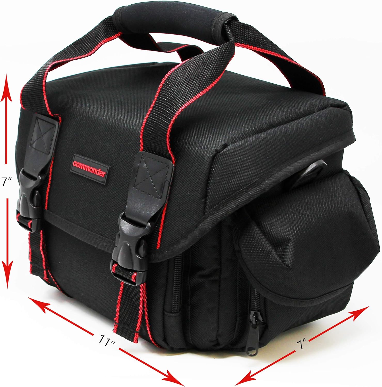 Commander Large Universal DSLR Camera Case Gadget Bag - 11 x 7 x 7 Inches, Black/Red