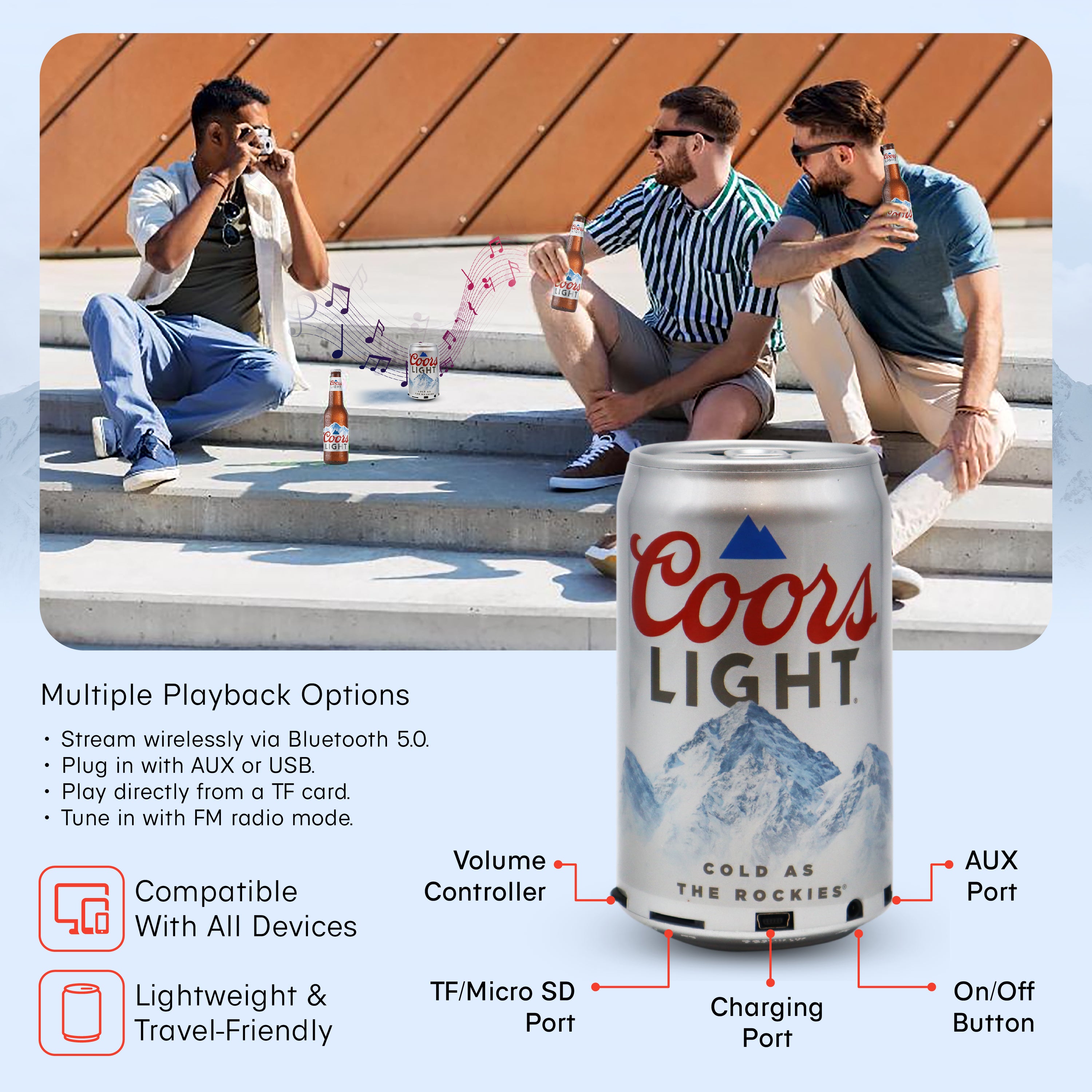 Coors Light and Miller Lite Bluetooth Can Speakers with Acrylic Case