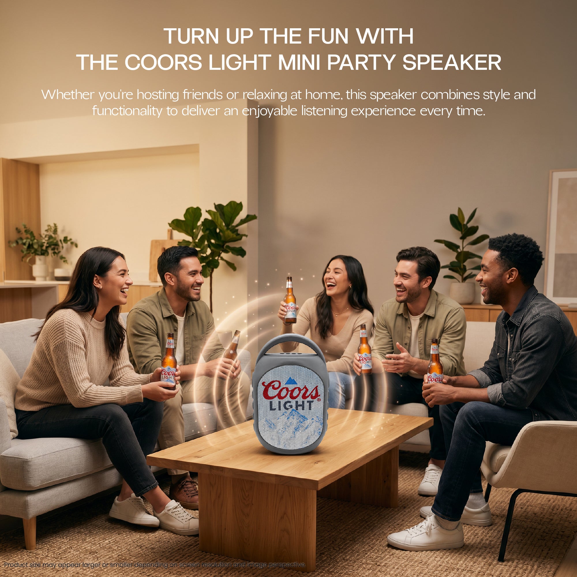 Coors Light Mini Party Speaker V2 with LED Lights, Built-In Handle, Function Buttons