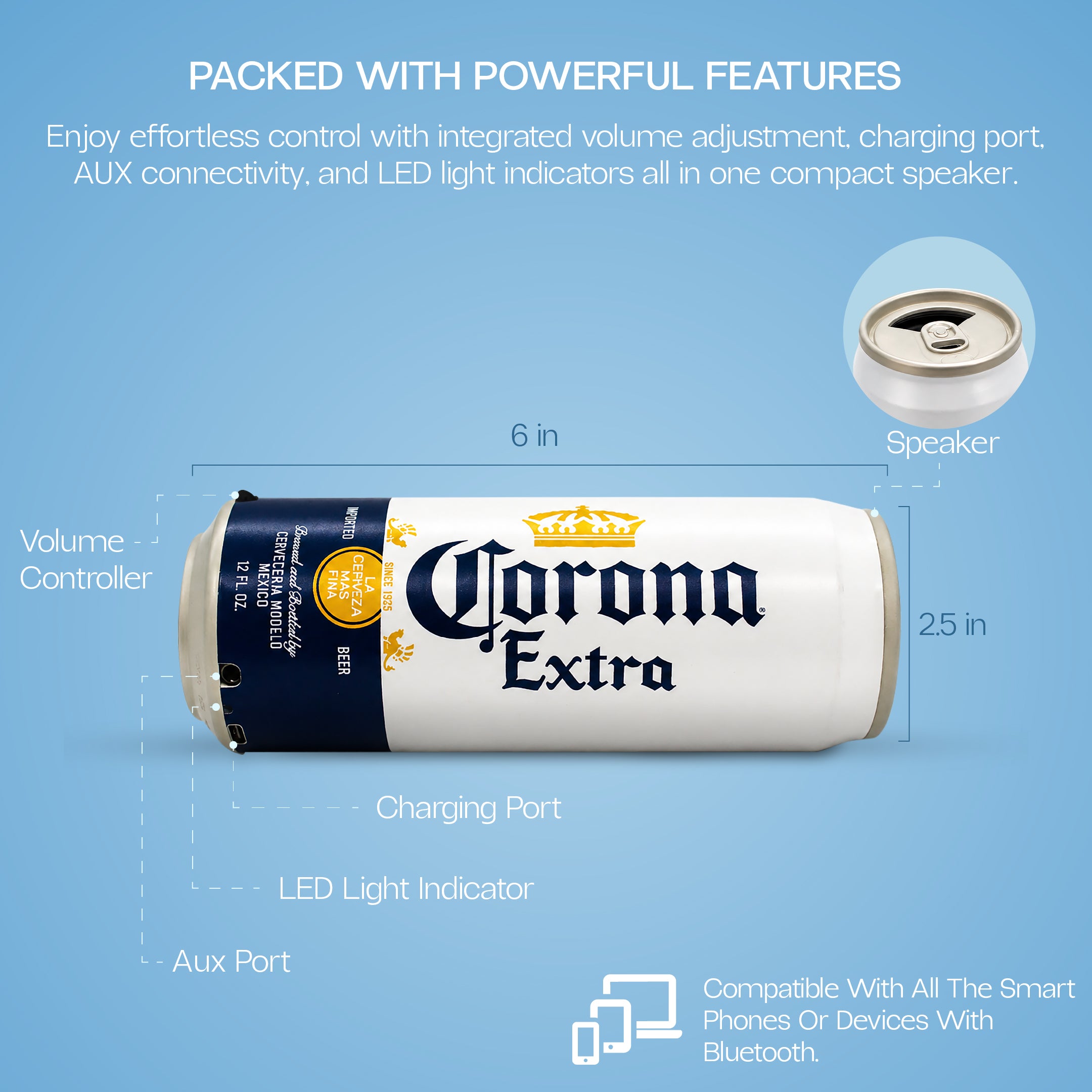 Corona Slim Can Shaped Bluetooth Speaker