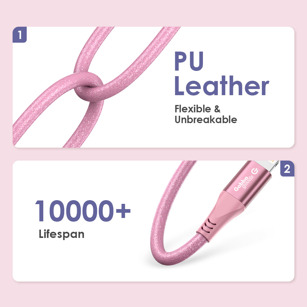 Glitter Apple Certified MFI Lightning Cable- 4ft