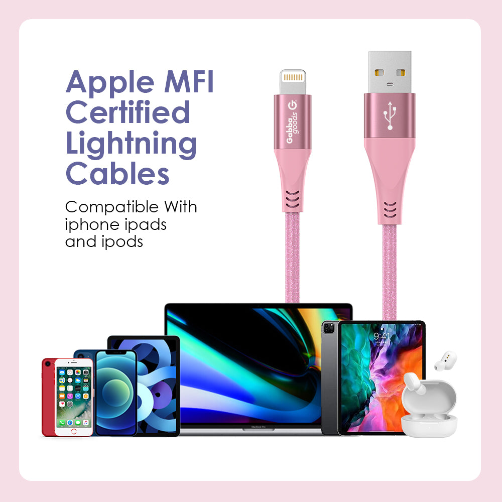 Glitter Apple Certified MFI Lightning Cable- 4ft