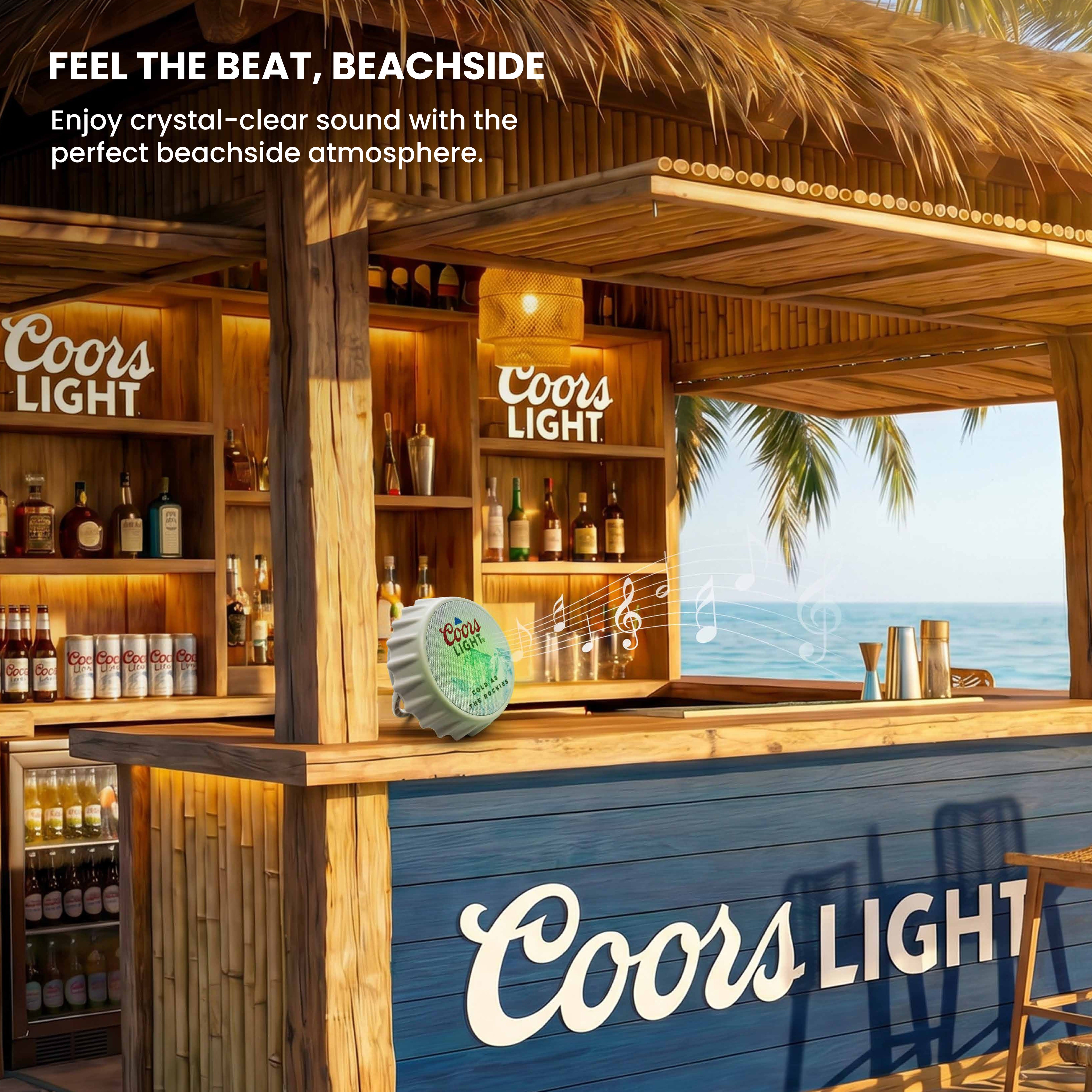 Coors Light Bottle Cap Shaped Bluetooth Speaker with LED Lights, Kickstand, Wall Mountable