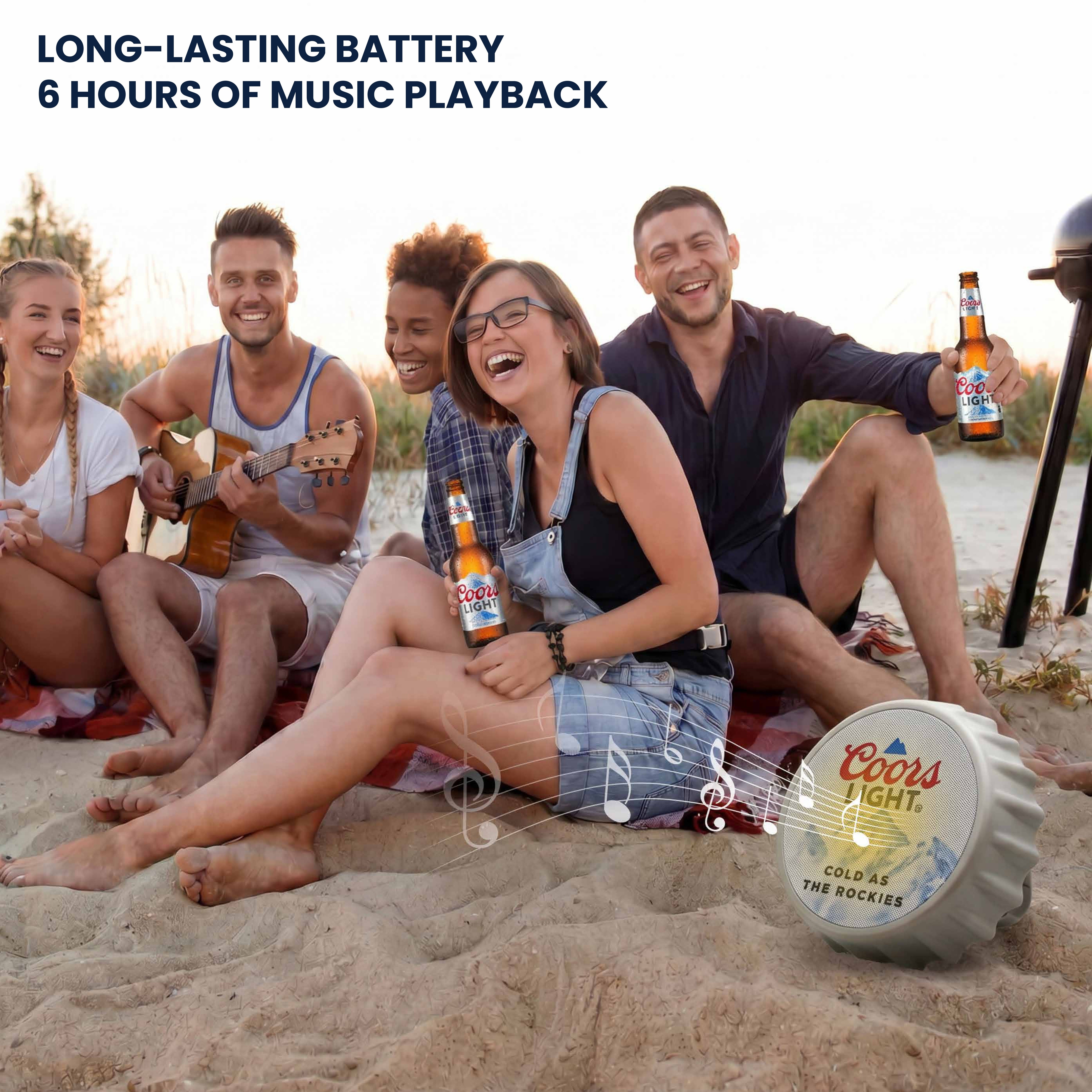 Coors Light Bottle Cap Shaped Bluetooth Speaker with LED Lights, Kickstand, Wall Mountable