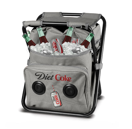 Coca-Cola/Diet Coke Waterproof Bluetooth Speaker Cooler Bag, Folding Chair, and Backpack