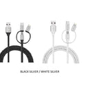 3-in-1 Tri-Tip USB To Apple Certified MFI Lightning/ Type C/ Micro USB Cable - 2 PACK