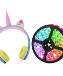 GKidz LED Unicorn Gift Set- Kids LED Unicorn Headset and 10ft LED RGB Strip Light with Remote