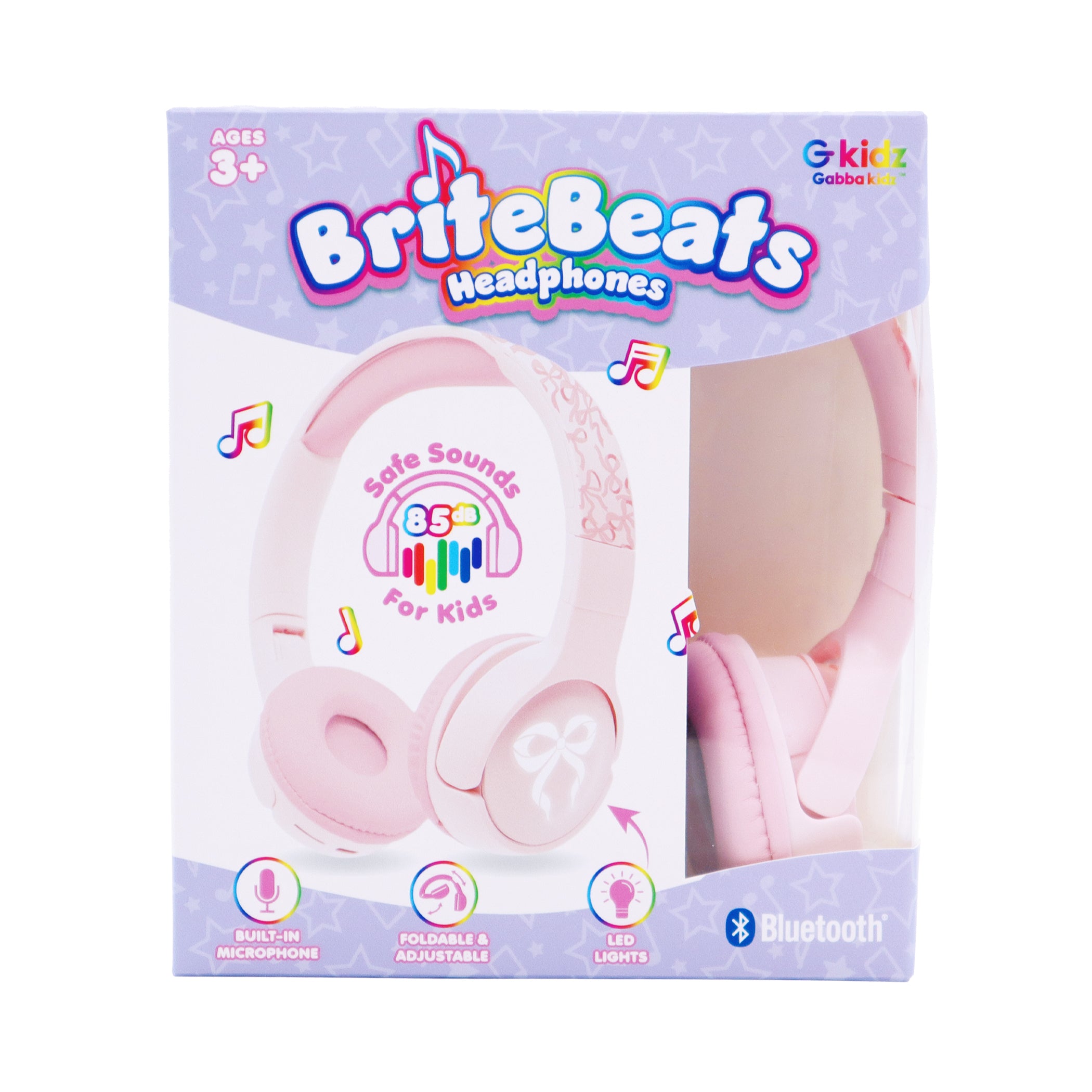 GabbaGoods BriteBeats Kids Volume Limiting Bluetooth Headphones with LED EarCaps