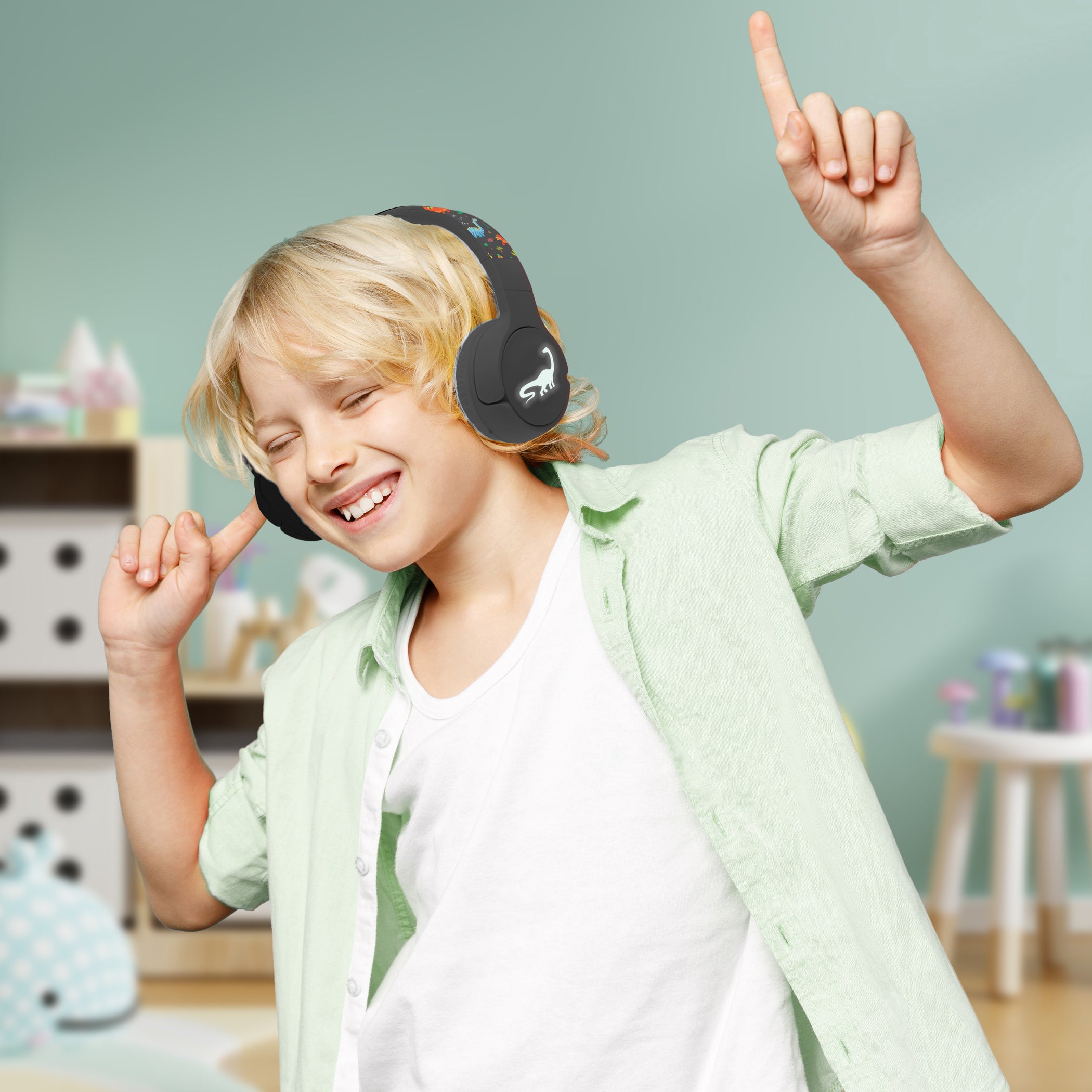 GabbaGoods BriteBeats Kids Volume Limiting Bluetooth Headphones with LED EarCaps