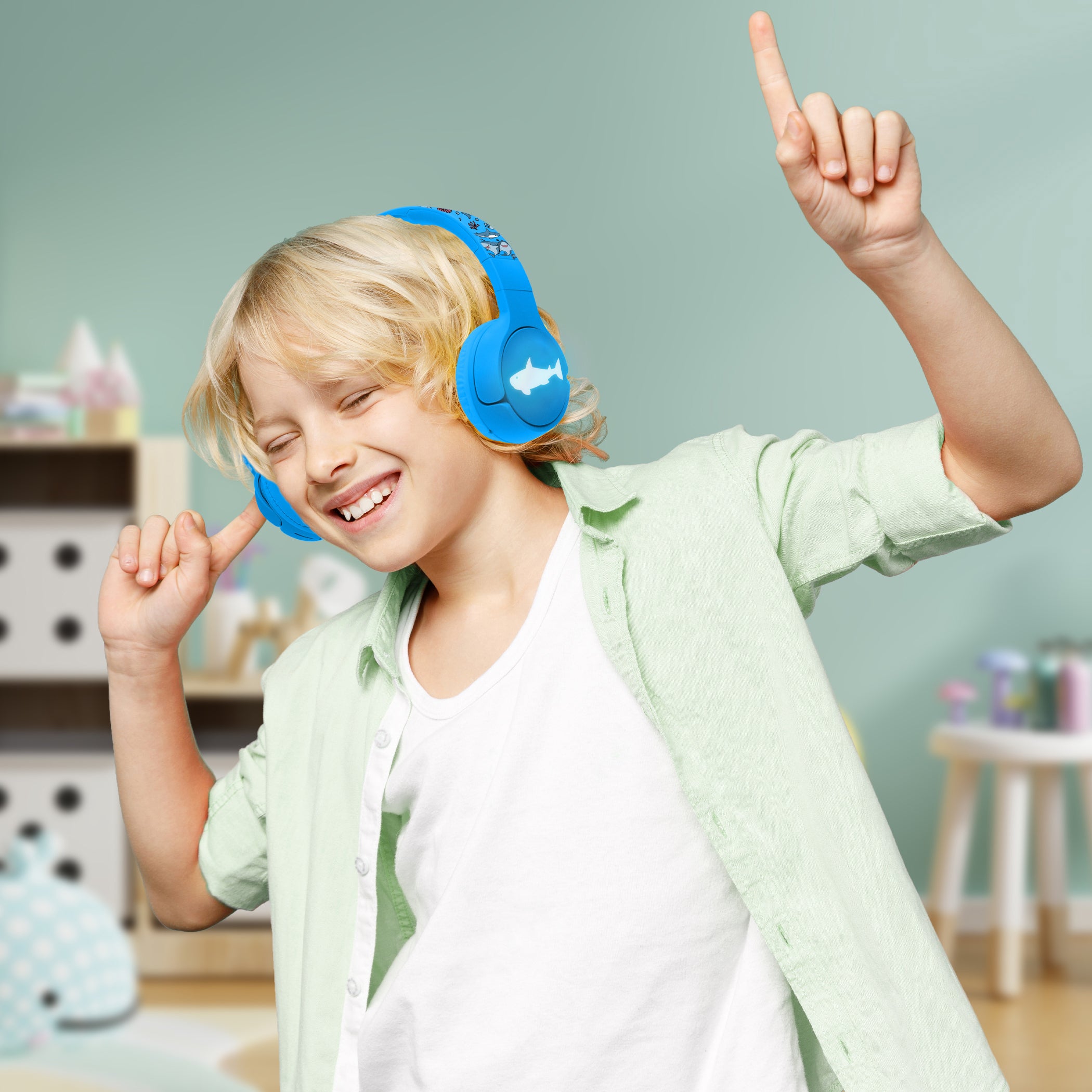 GabbaGoods BriteBeats Kids Volume Limiting Bluetooth Headphones with LED EarCaps