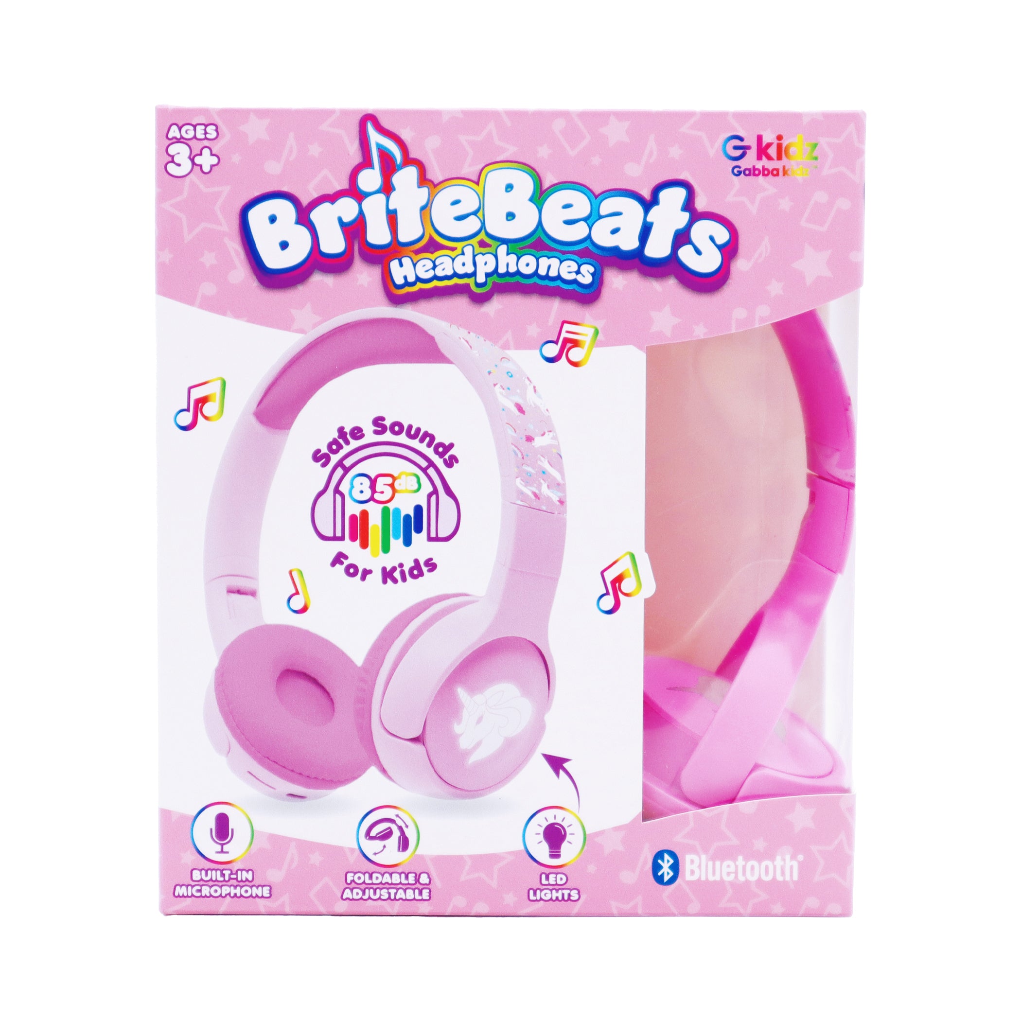 GabbaGoods BriteBeats Kids Volume Limiting Bluetooth Headphones with LED EarCaps