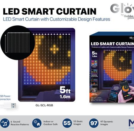 5ft RGB LED Smart Curtain Light – Remote and App-Controlled