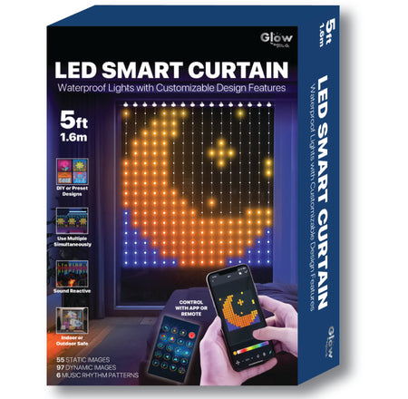 5ft RGB LED Smart Curtain Light – Remote and App-Controlled