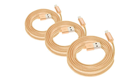 GabbaGoods 3-Pack MFI Certified Sync & Charge Metallic 10-Foot Lightning Cables