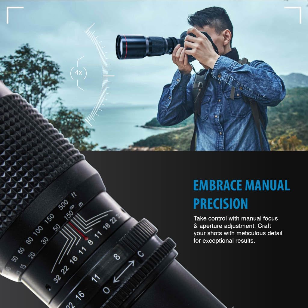 Commander 500-1000mm f/8.3 Manual Telephoto Zoom Lens for Canon EOS M5, M6, M6 Mark II, M10, M50, M50 Mark II, M100, M200 & Other EF-M Mount | Camera Lens
