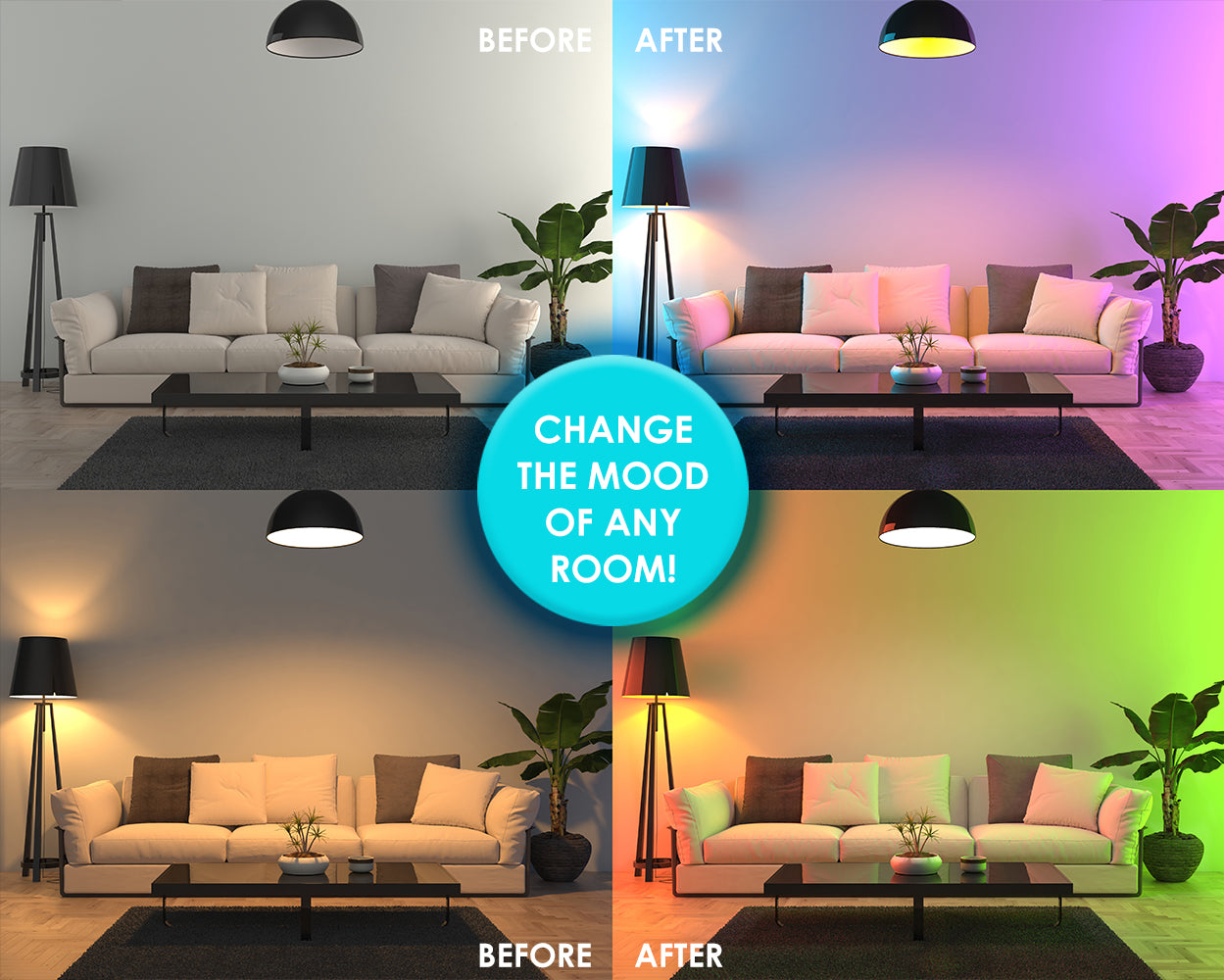 Linkable Led Multi Color 4-Pack Glow LED Multi-Colored RGB Light Bulb- 5W – Gabba Goods