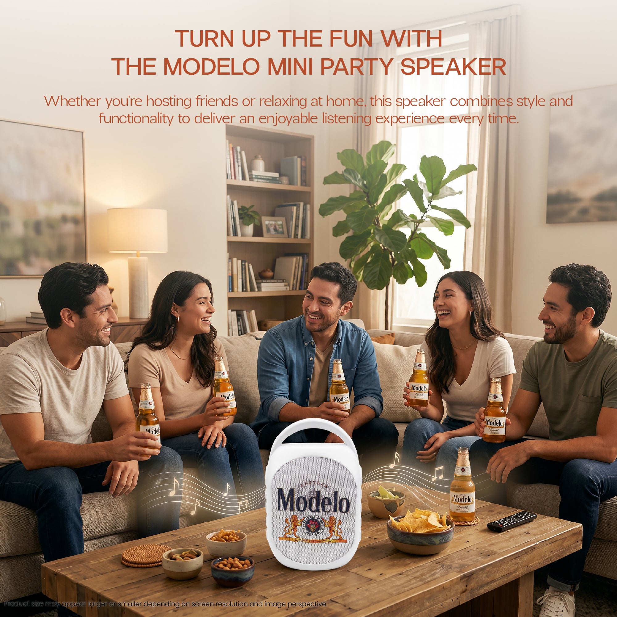Modelo Mini Party Speaker with LED Lights, Built-In Handle, Function Buttons