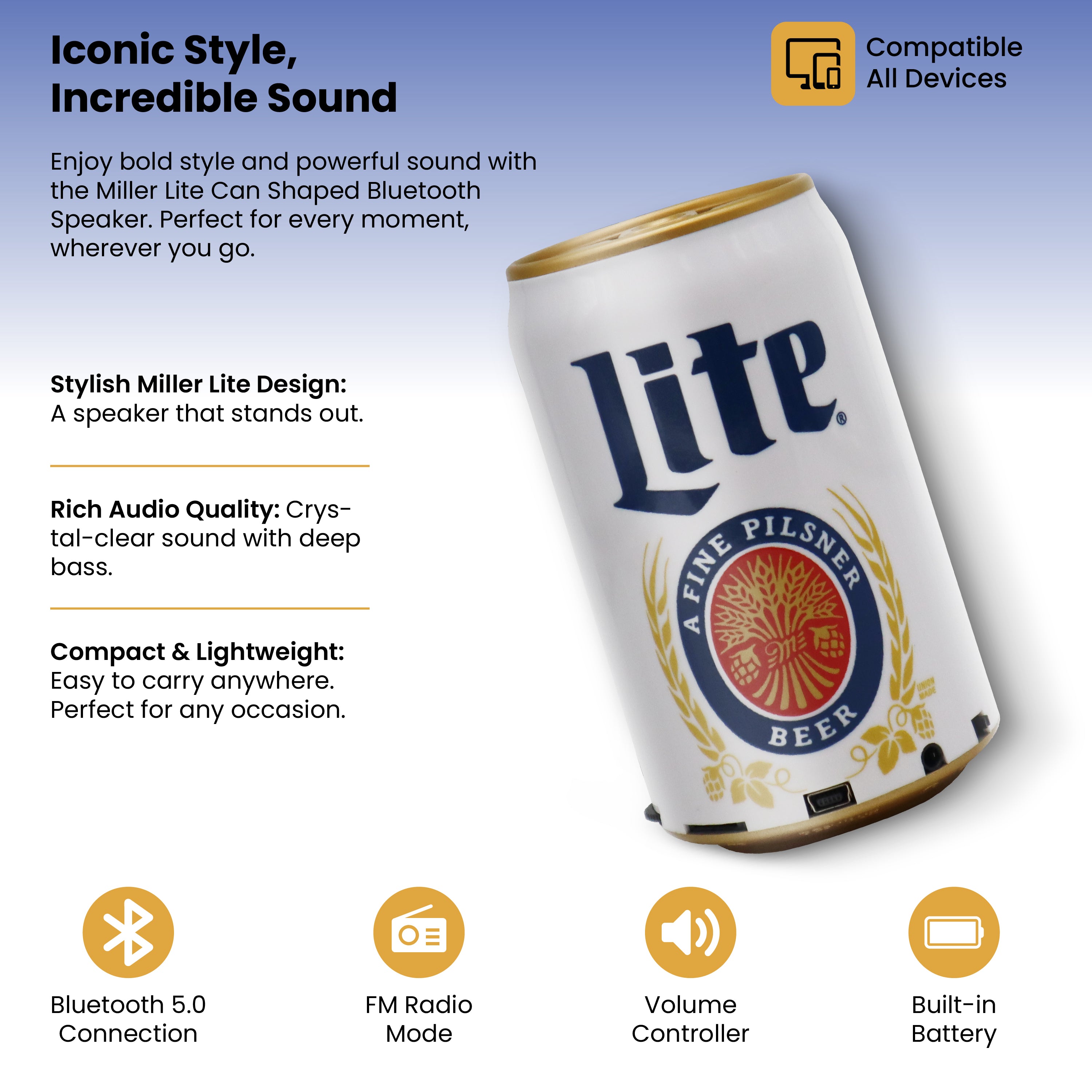 Coors Light and Miller Lite Bluetooth Can Speakers with Acrylic Case