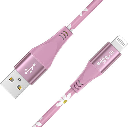 MFi Certified Lightning 4FT Printed Lightning Sync & Charge Cable (Pink Sunflower) Compatible with: iPhone 13/iPhone 13 Pro/iPhone 13 Pro Max/iPhone 13 Mini/IPhone 12 Pro/iPhone 12 Pro Max/iPhone 12 mini/iPhone 12/iPhone 11