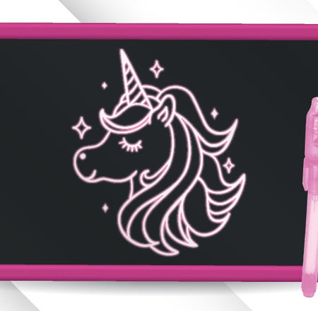 Dual Sided Fluorescent Drawing Board and Dry Erase Board- With Stencils