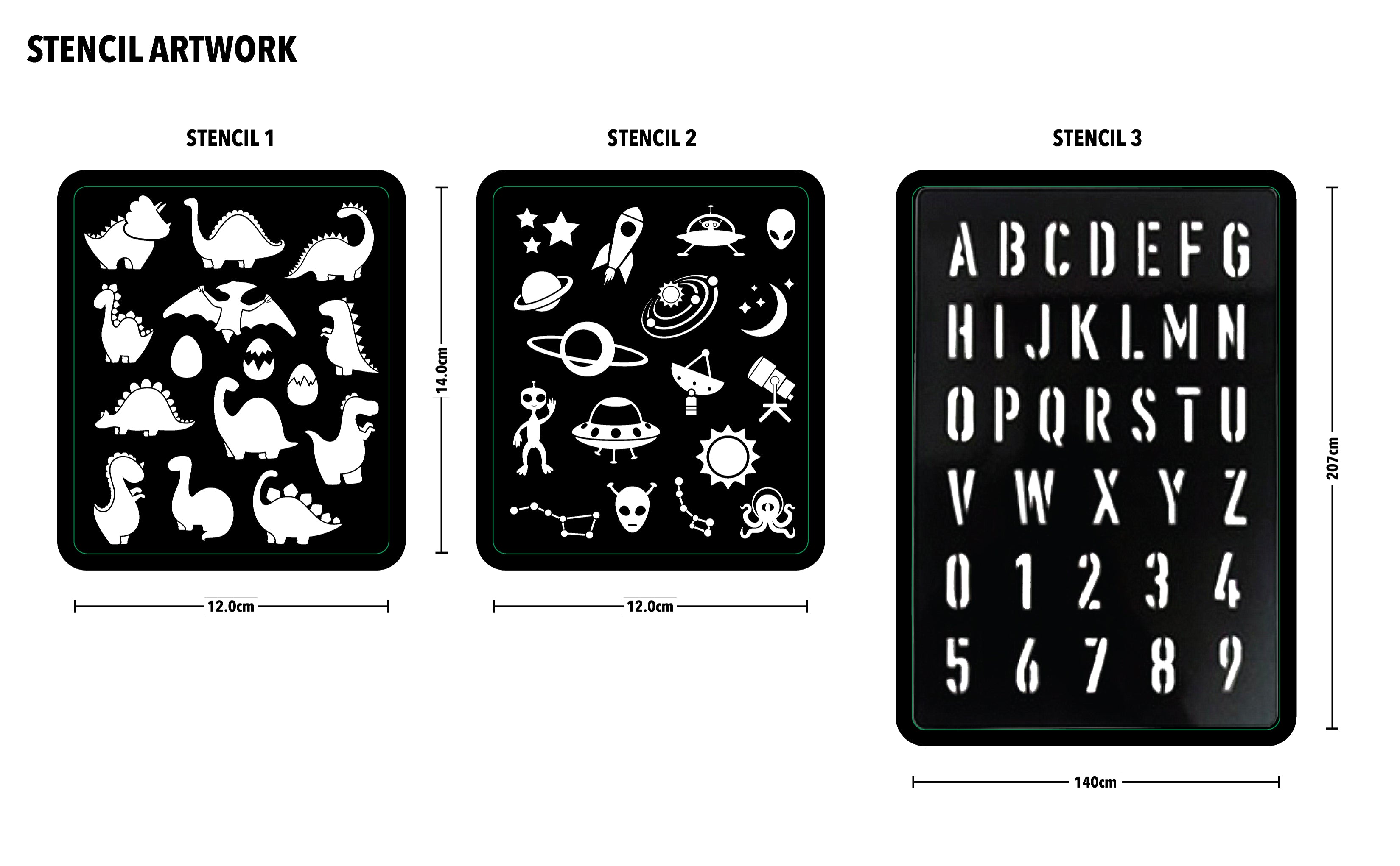 Dual Sided Fluorescent Drawing Board and Dry Erase Board- With Stencils