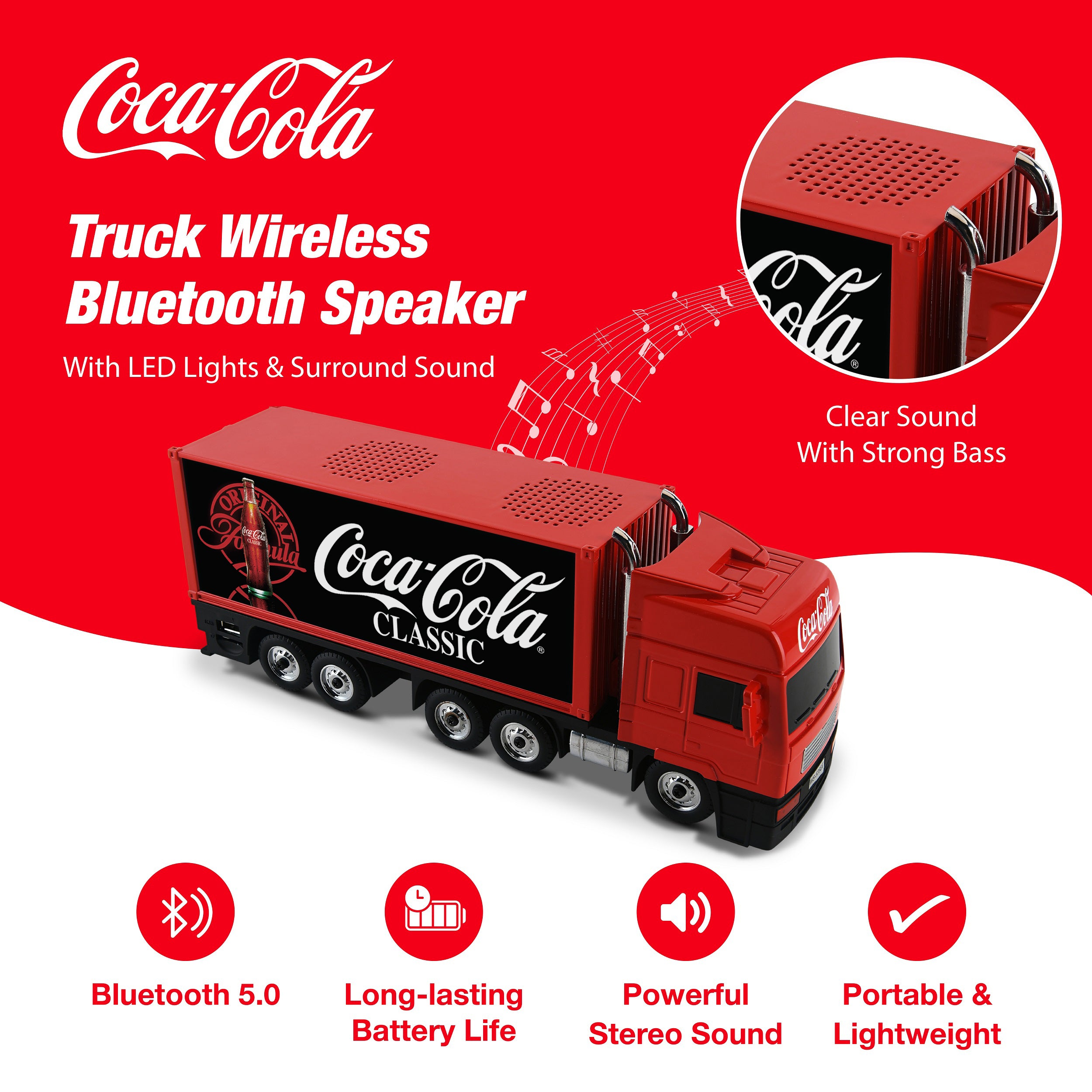 Coca-Cola Truck Shaped Bluetooth Speaker with FM Radio Mode