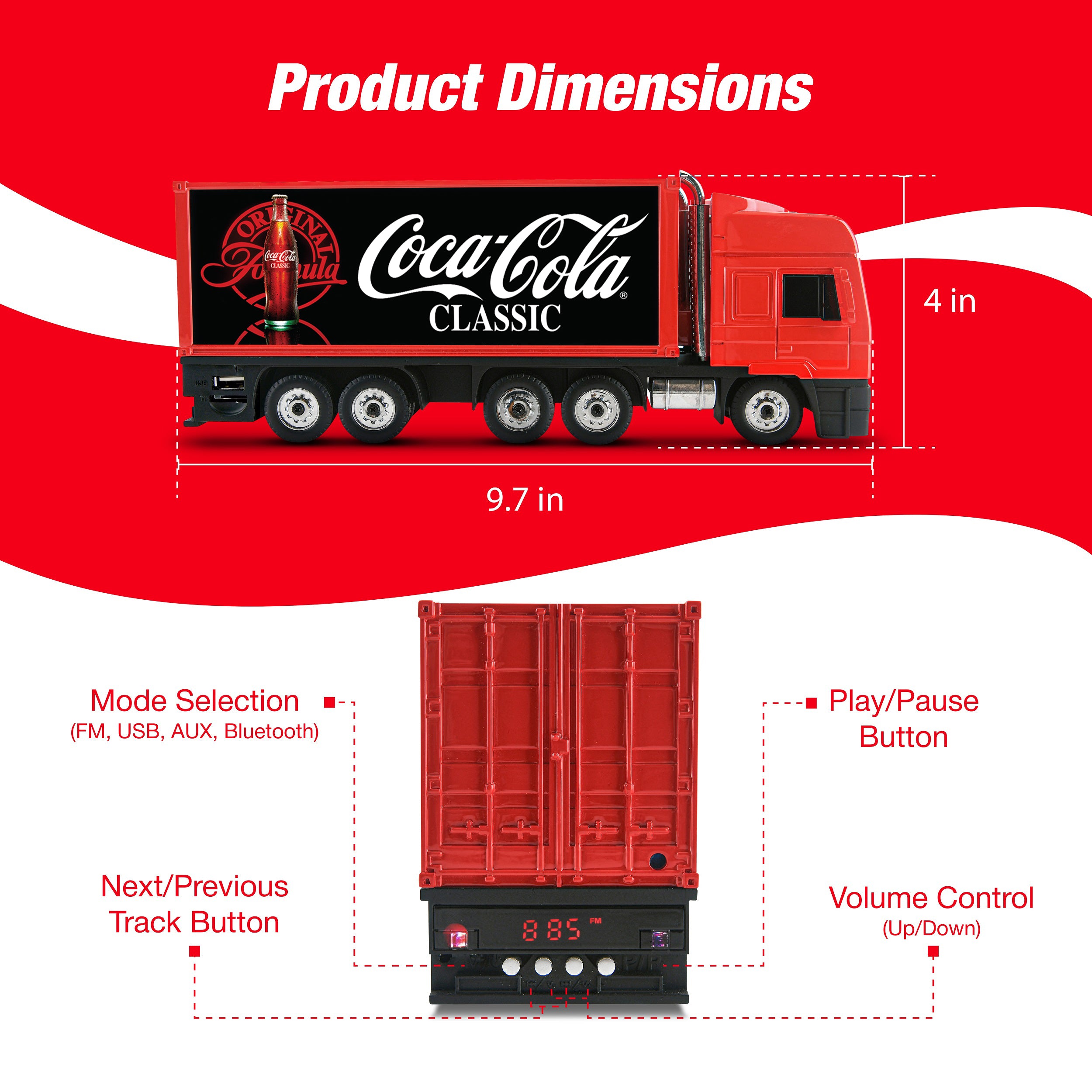 Coca-Cola Truck Shaped Bluetooth Speaker with FM Radio Mode