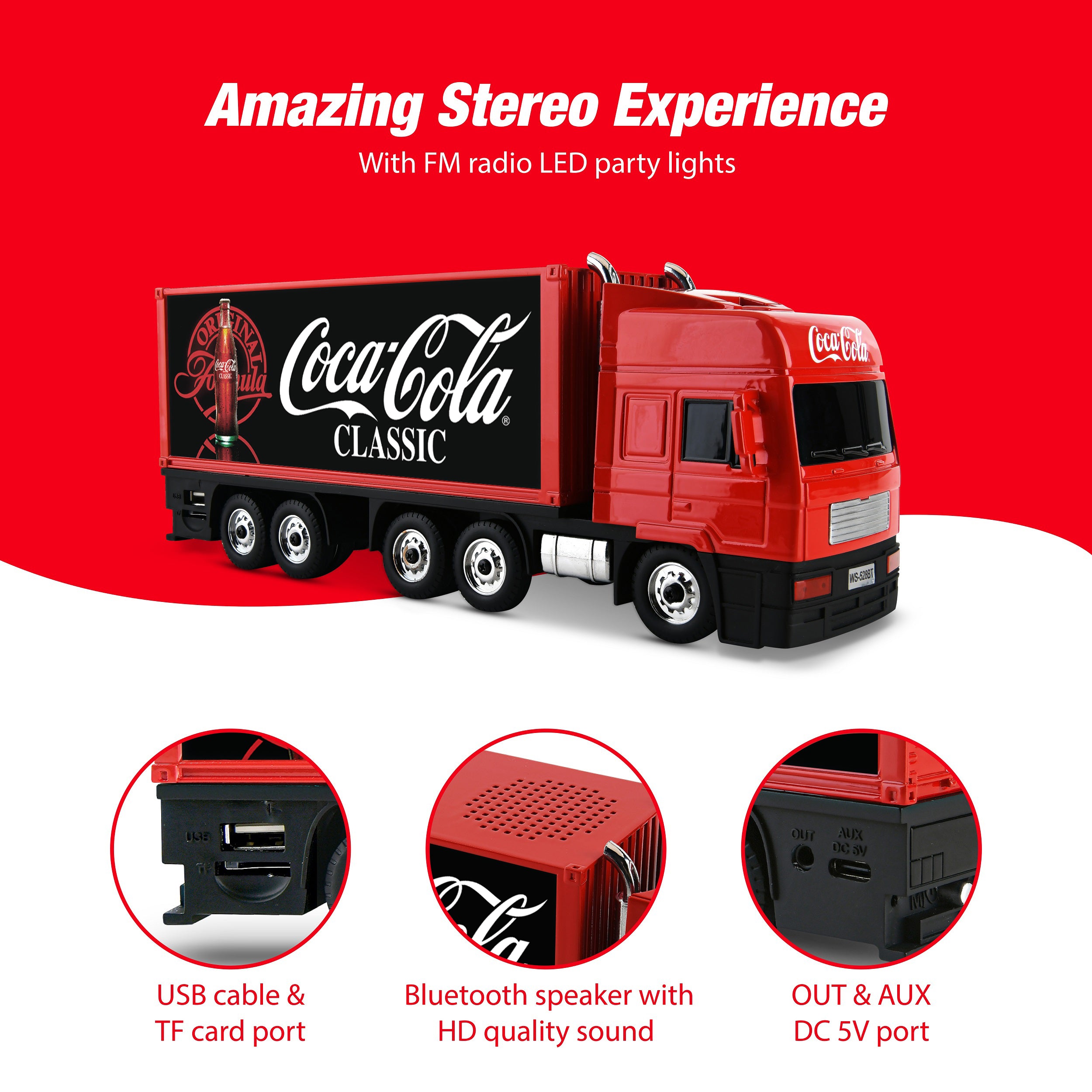 Coca-Cola Truck Shaped Bluetooth Speaker with FM Radio Mode
