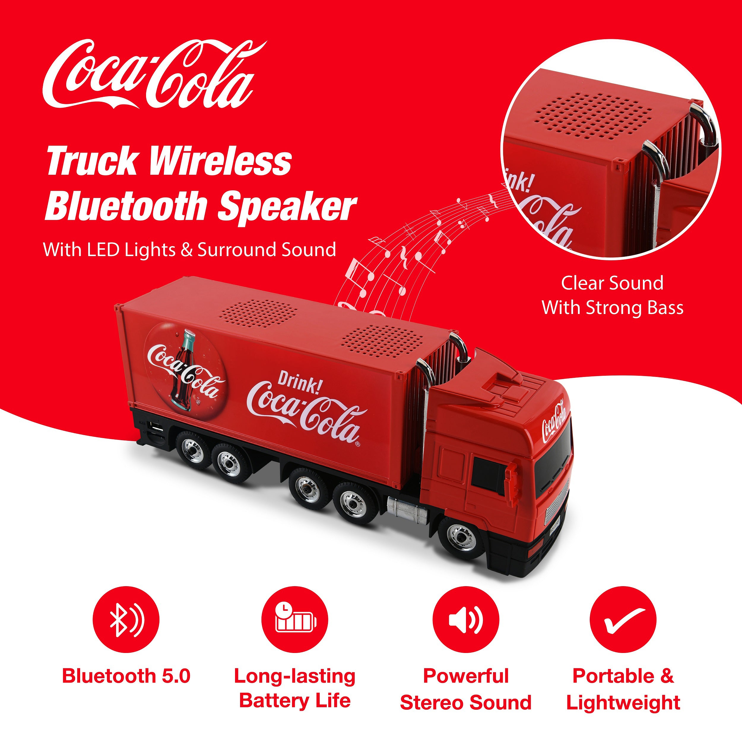 Coca-Cola Truck Shaped Bluetooth Speaker with FM Radio Mode